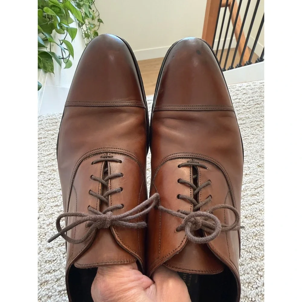 To Boot New York‎ BRANDON Oxford Men 12 Leather Cap Toe Italy DRESS SHOE COGNAC